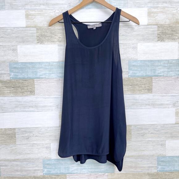 Lola & Sophie Longline Scoop Neck Silky Tank Top Navy Blue Womens Small - Picture 1 of 6